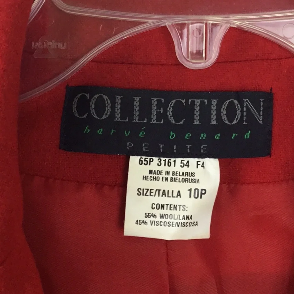 Harve Benard Red Wool Blend Blazer Jacket Vintage Petite
